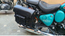 For Royal Enfield Goan Classic 350 Leather Canvas Pannier Bags Black and Mounting - SPAREZO For Royal Enfield Goan Classic 350 Leather Canvas Pannier Bags Black and Mounting - SPAREZO